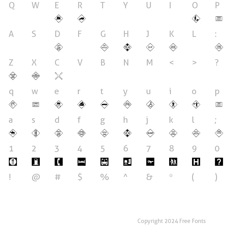 Character Map of InterstatePi Regular