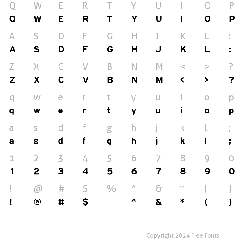 Character Map of InterstatePlus Medium