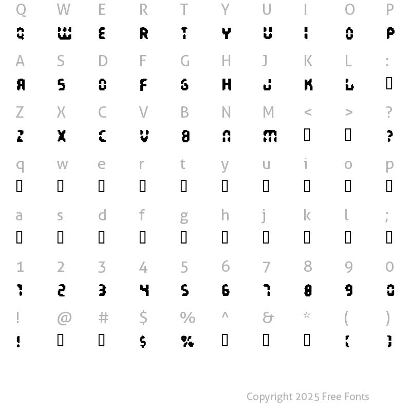 Character Map of Interstellar Harddrive Regular