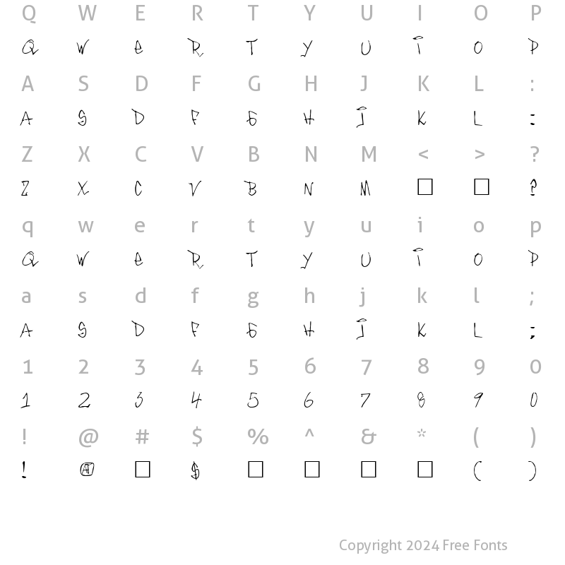 Character Map of Inthacity Regular