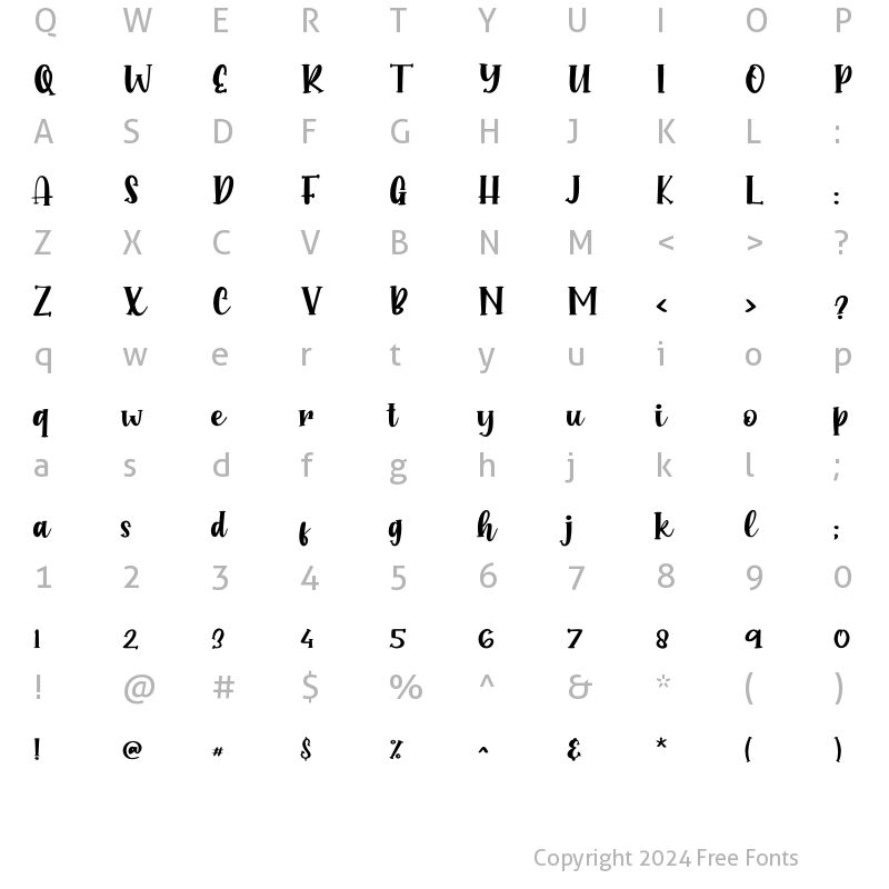 Character Map of Into Paradise Regular