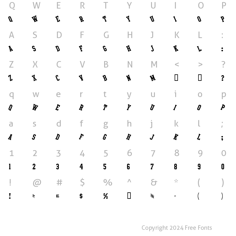 Character Map of Intramural Jumbled JL Regular