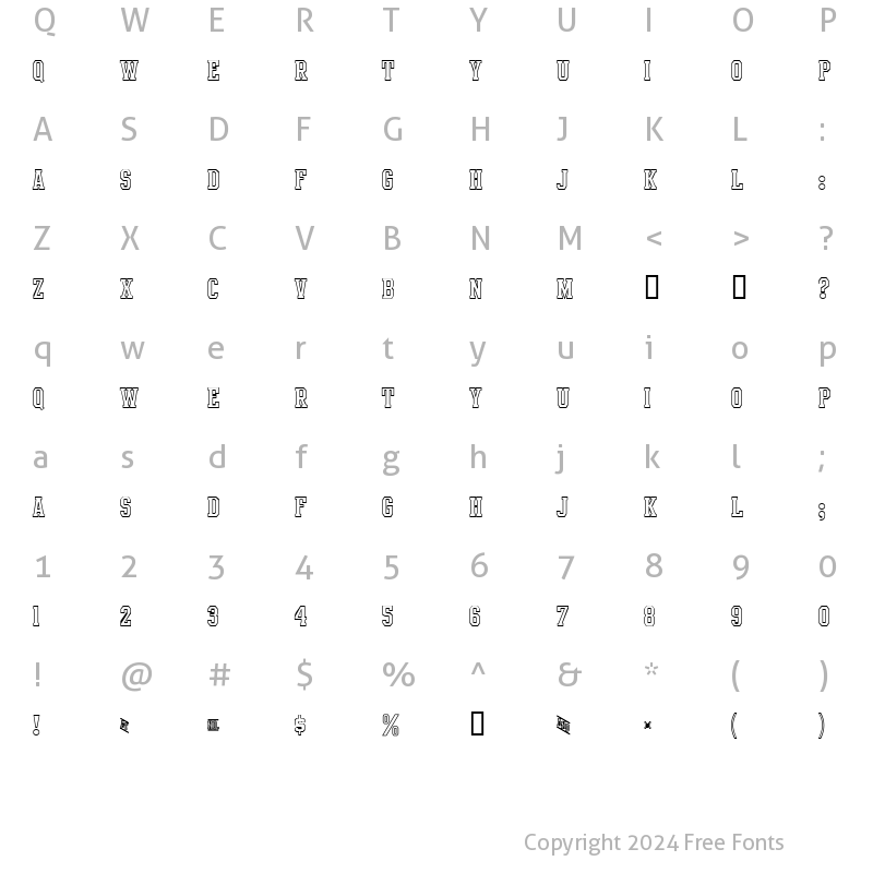 Character Map of Intramural Outline JL Regular