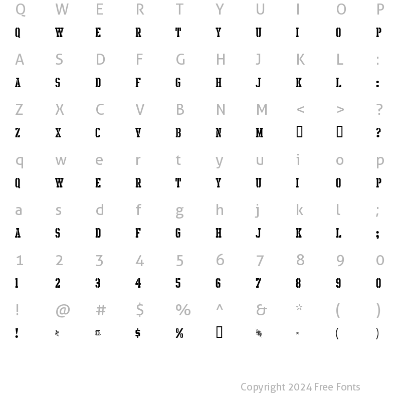 Character Map of Intramural Stencil JL Regular