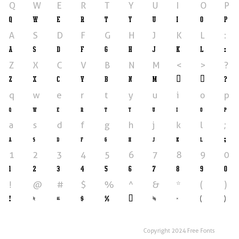 Character Map of Intramural Stencil SC JL Regular