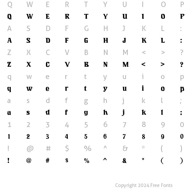 Character Map of Introspect Book Regular