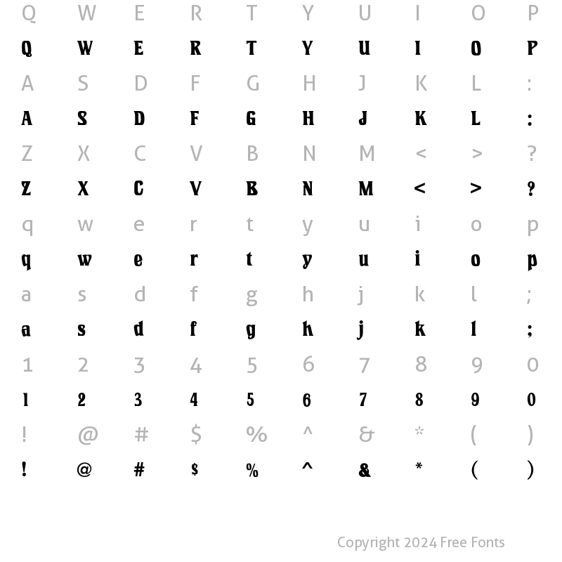 Character Map of Introspect Condensed Bold