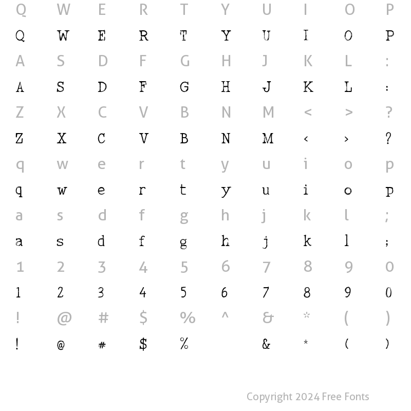 Character Map of INTUITIVE Regular