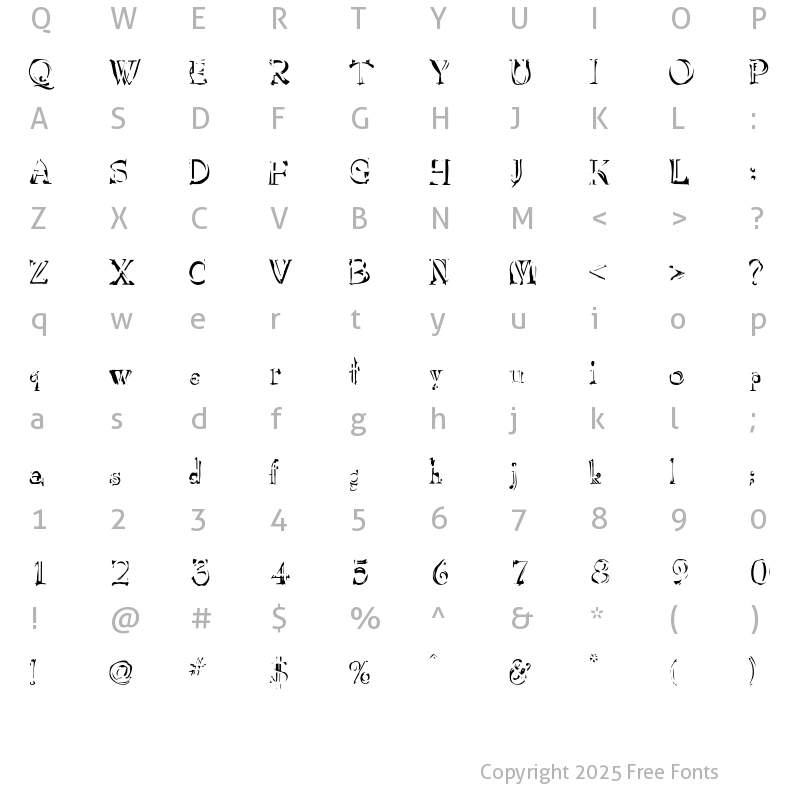 Character Map of InvacuoCloak Regular