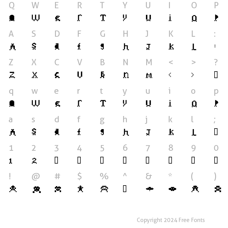 Character Map of invader Regular