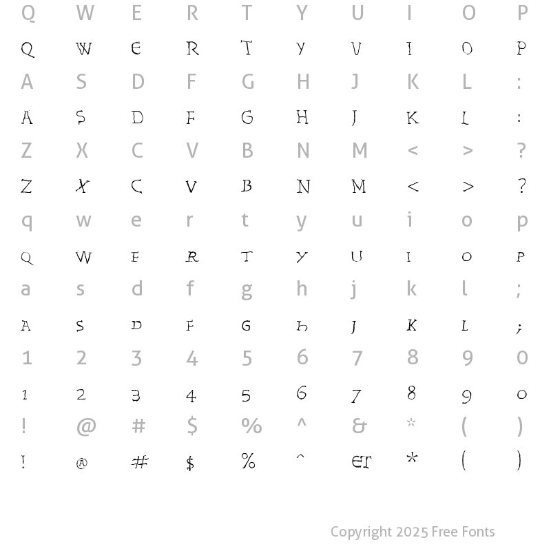 Character Map of Invasion LT Rex Regular