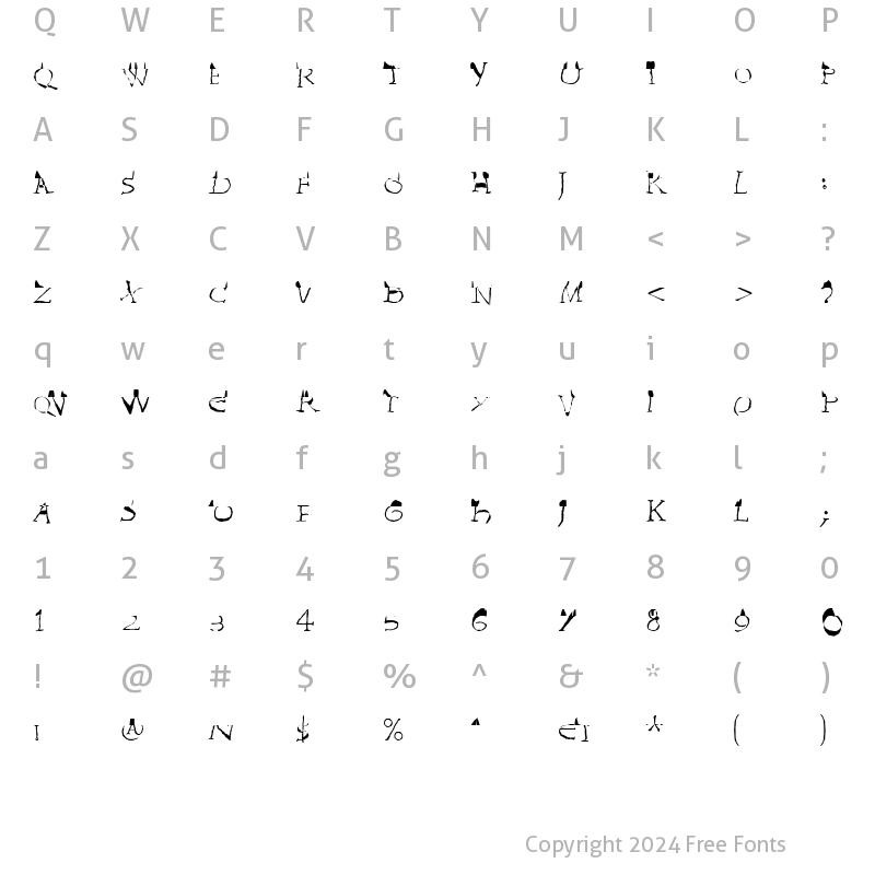 Character Map of Invasion LT Wilhelm Regular