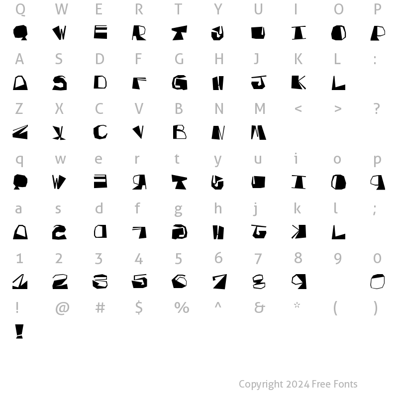 Character Map of Inversed Script Inversed Script