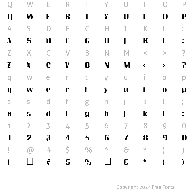 Character Map of Inverserif DB Regular