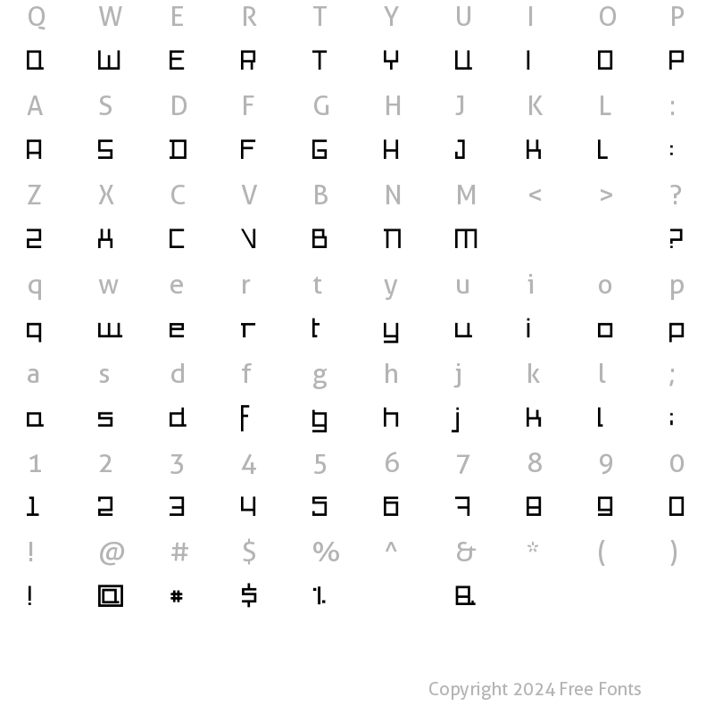 Character Map of io Regular