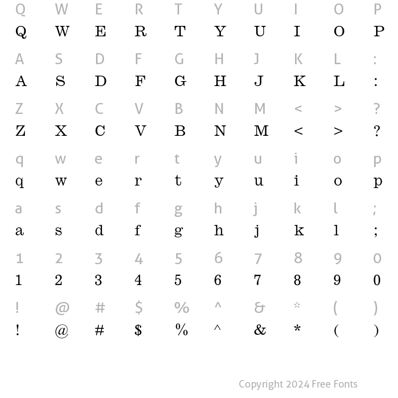 Character Map of Ionic MT Std Regular