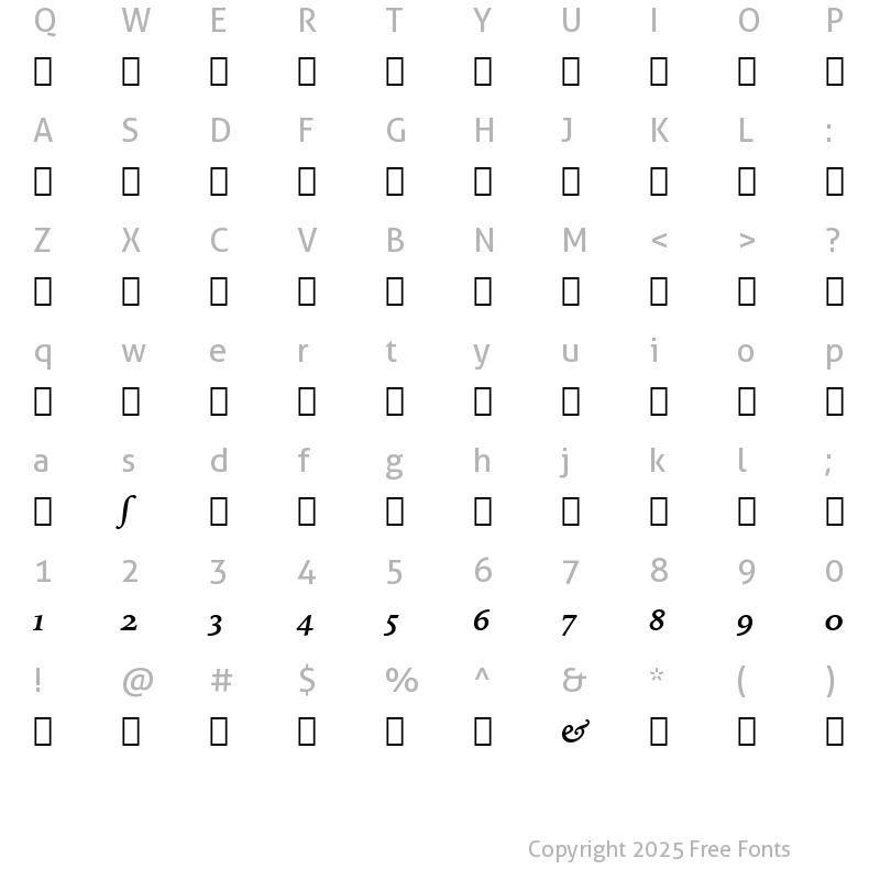 Character Map of IowanOldSt BdItAlt BT Bold Italic Alternate