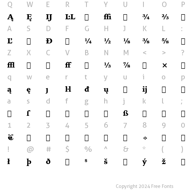 Character Map of IowanOldSt BlkExt BT Black Extension