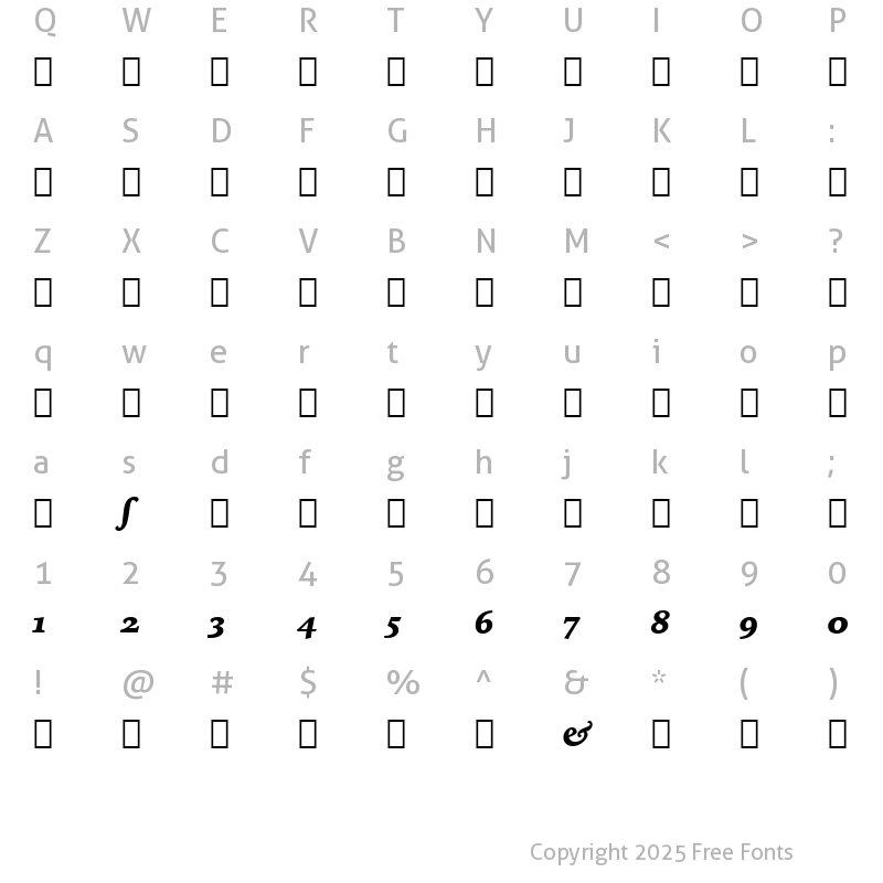 Character Map of IowanOldSt BlkItAlt BT Black Italic Alternate