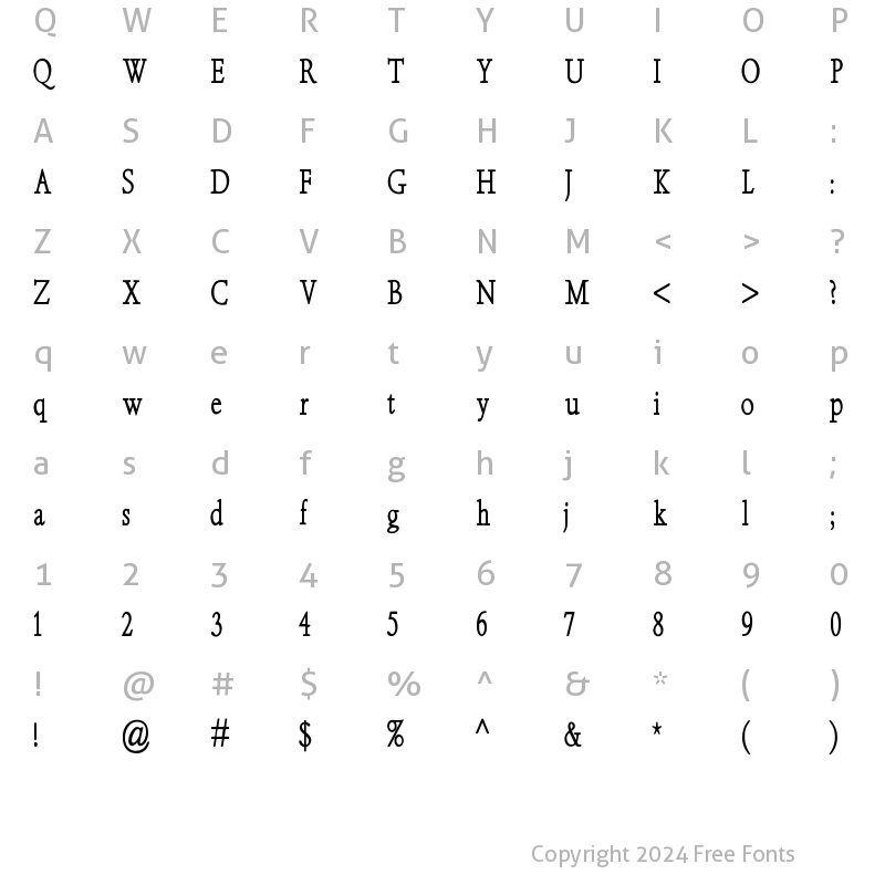 Character Map of I.PenCrane-B Regular