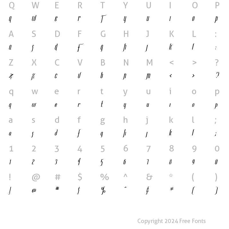 Character Map of Ipswich-Extended Italic