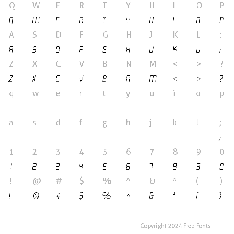 Character Map of Iquartz-Light Regular