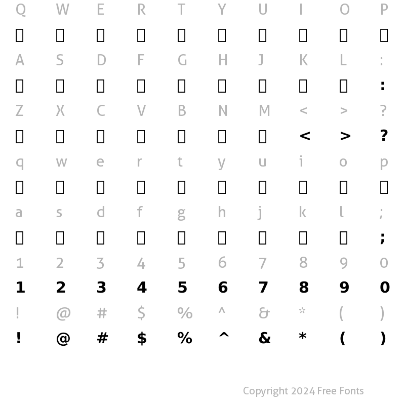 Character Map of Iranian Sans Bold