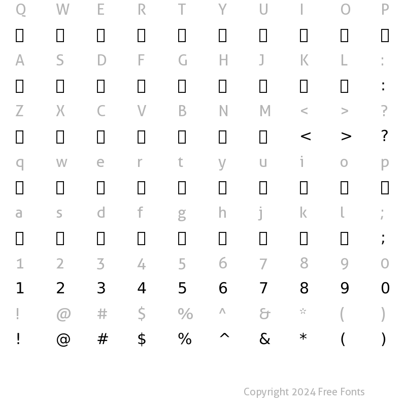 Character Map of Iranian Sans Regular