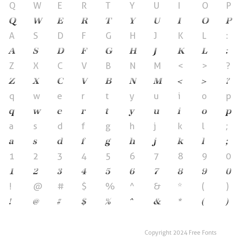 Character Map of IrisBeckerGradient BoldItalic