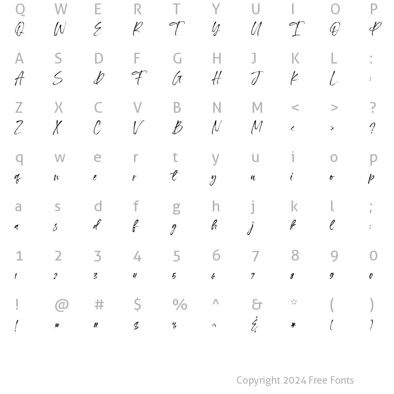 Character Map of Irlandya Regular