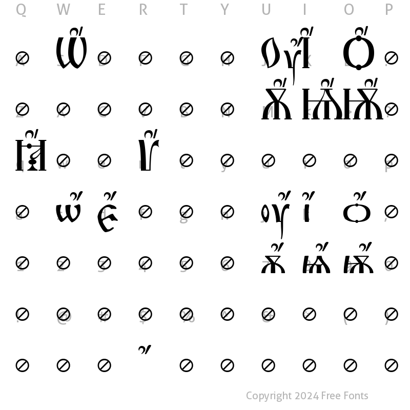 Character Map of Irmologion BrthAcute Normal