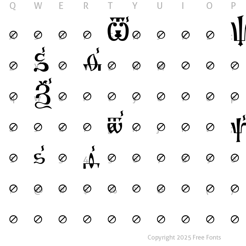 Character Map of Irmologion Erok Normal