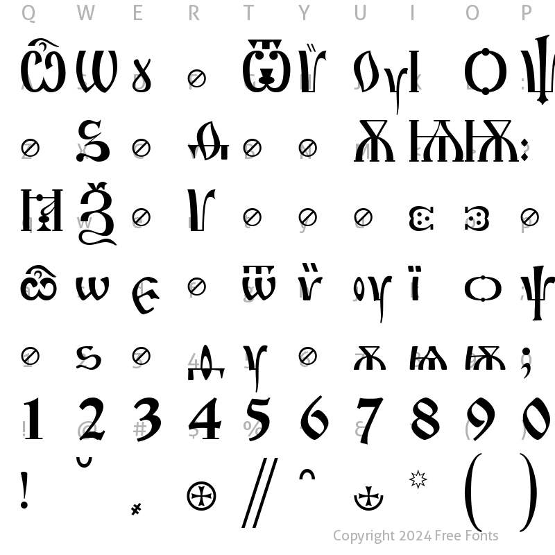 Character Map of Irmologion Normal