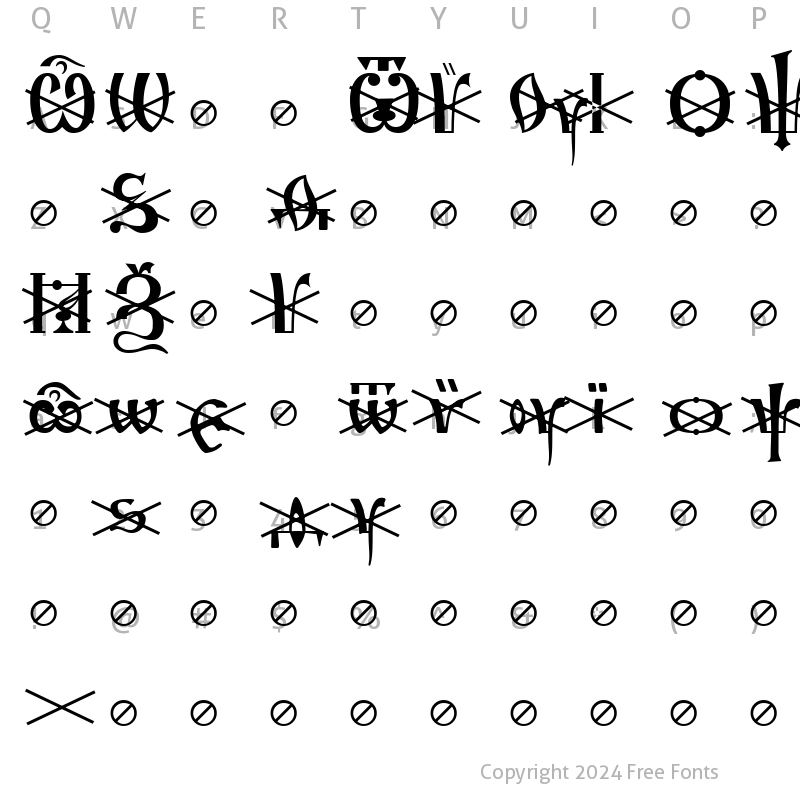 Character Map of Irmologion Titles Normal