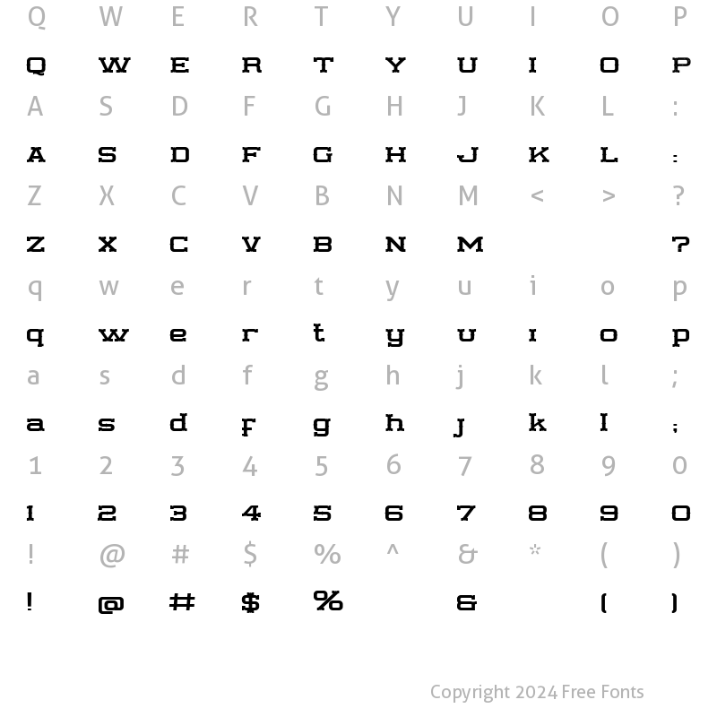 Character Map of IRON LAKE Regular