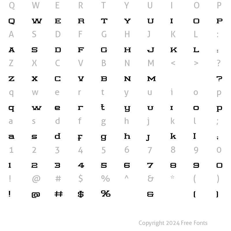 Character Map of IRON LAKE ROUGH Regular