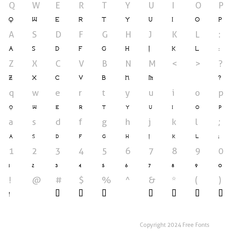 Character Map of Iron League smallcaps Regular