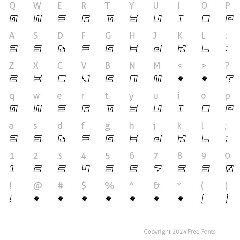 Character Map of Iron Lounge 2 Regular