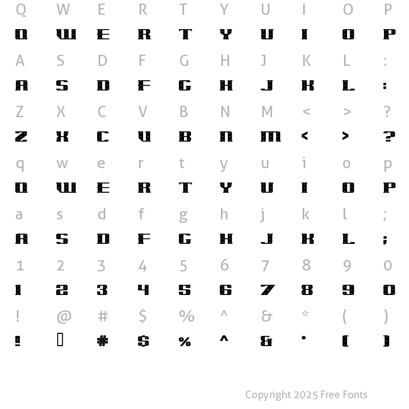 Character Map of IronCladBolted Regular