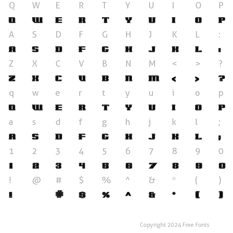 Character Map of IronCladBoltedRaised Regular