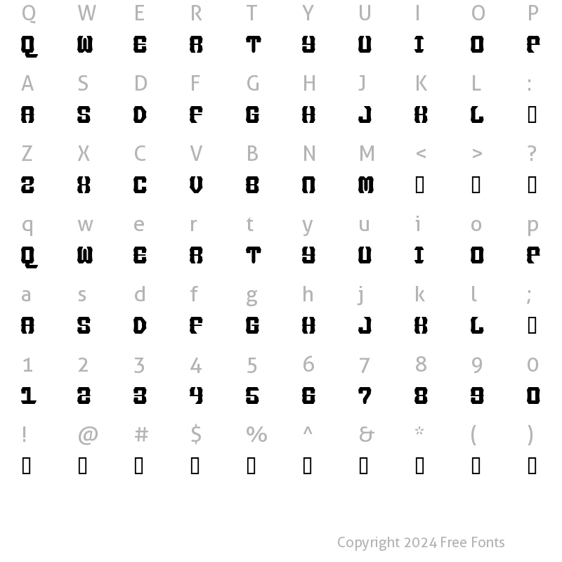 Character Map of IronForgePhont Regular