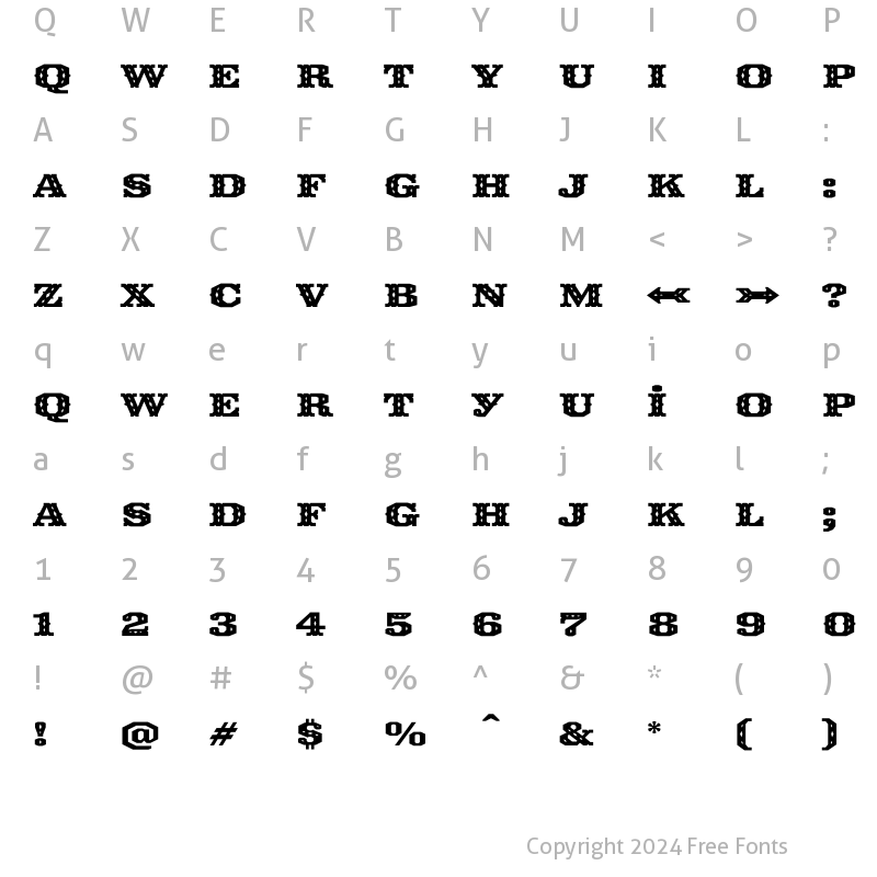 Character Map of Ironmonger Inlaid Regular