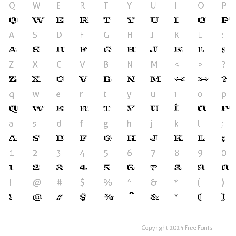 Character Map of Ironmonger ThreeD Regular