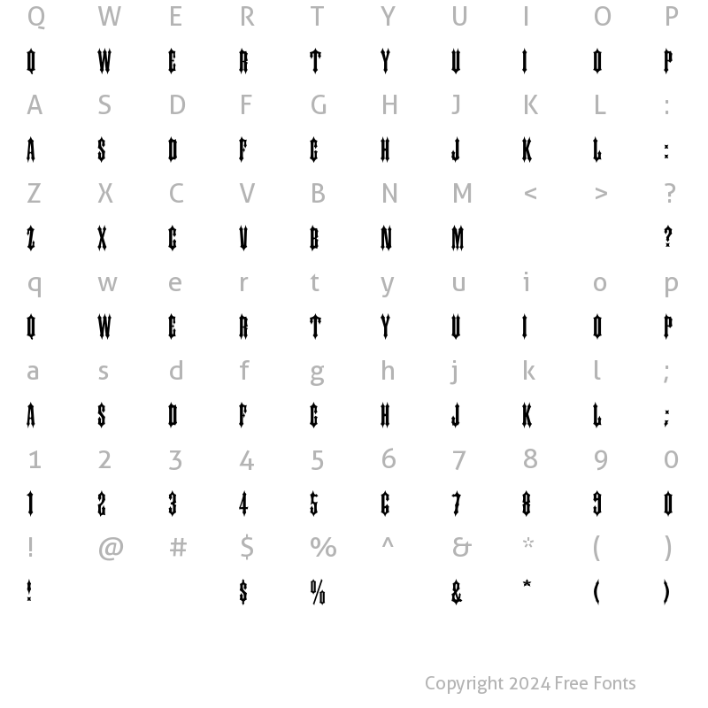 Character Map of Ironwood Regular