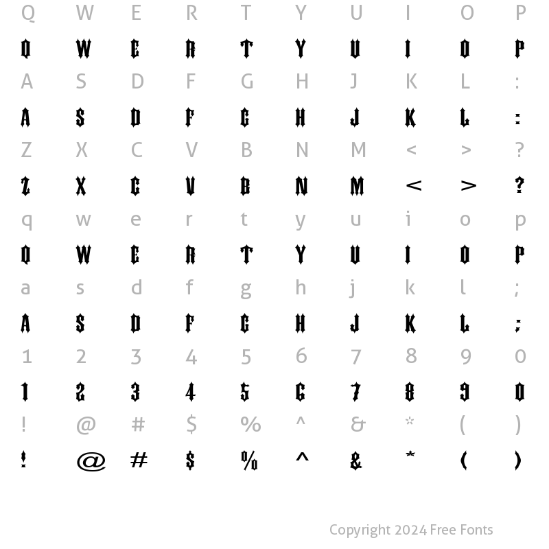 Character Map of Ironwork Extended Normal