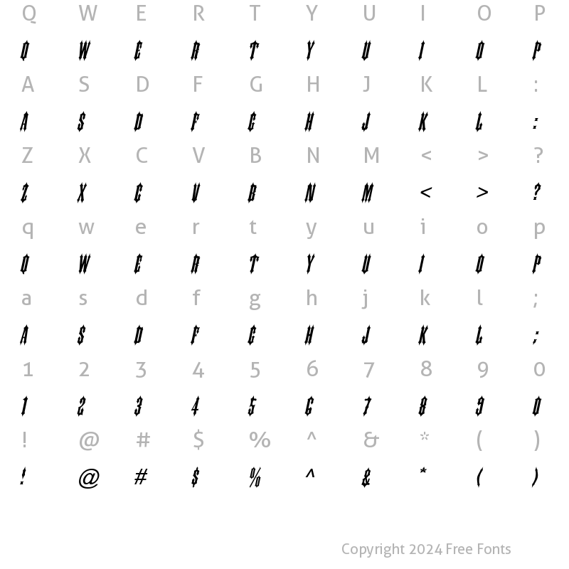 Character Map of Ironwork Italic