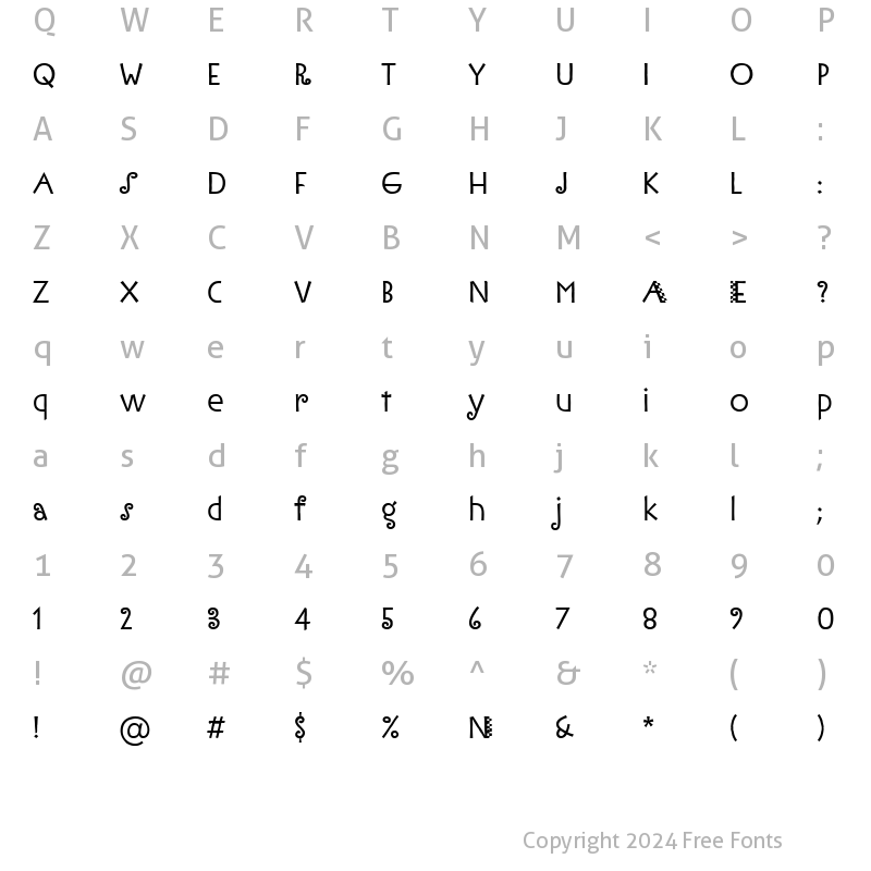 Character Map of IronworkITC TT Regular