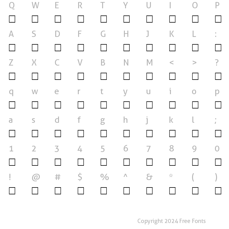 Character Map of IRVIN Regular