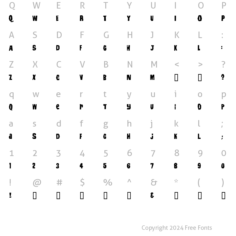 Character Map of IrwinAllen Regular