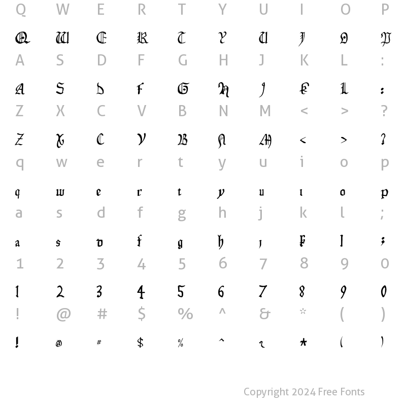 Character Map of Isabella Medium